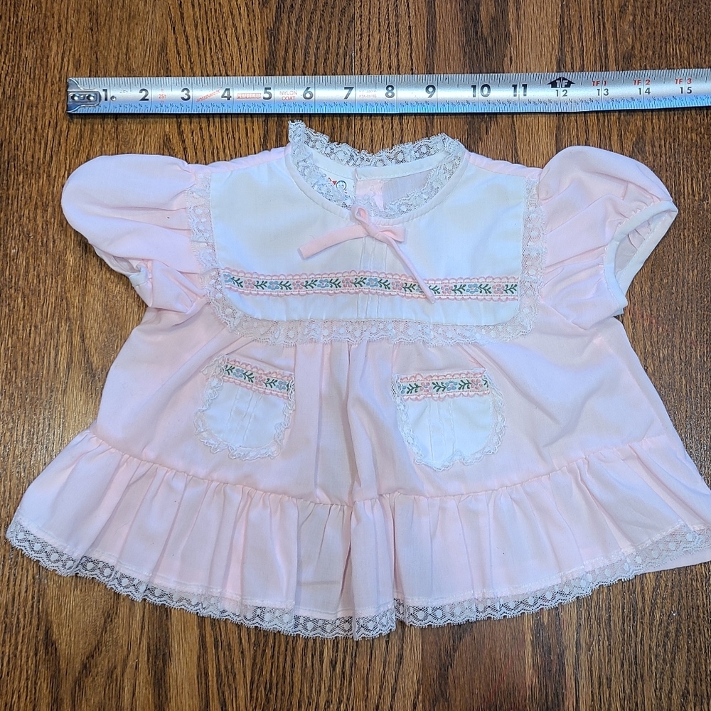 Vintage lacy pink baby top or short dress